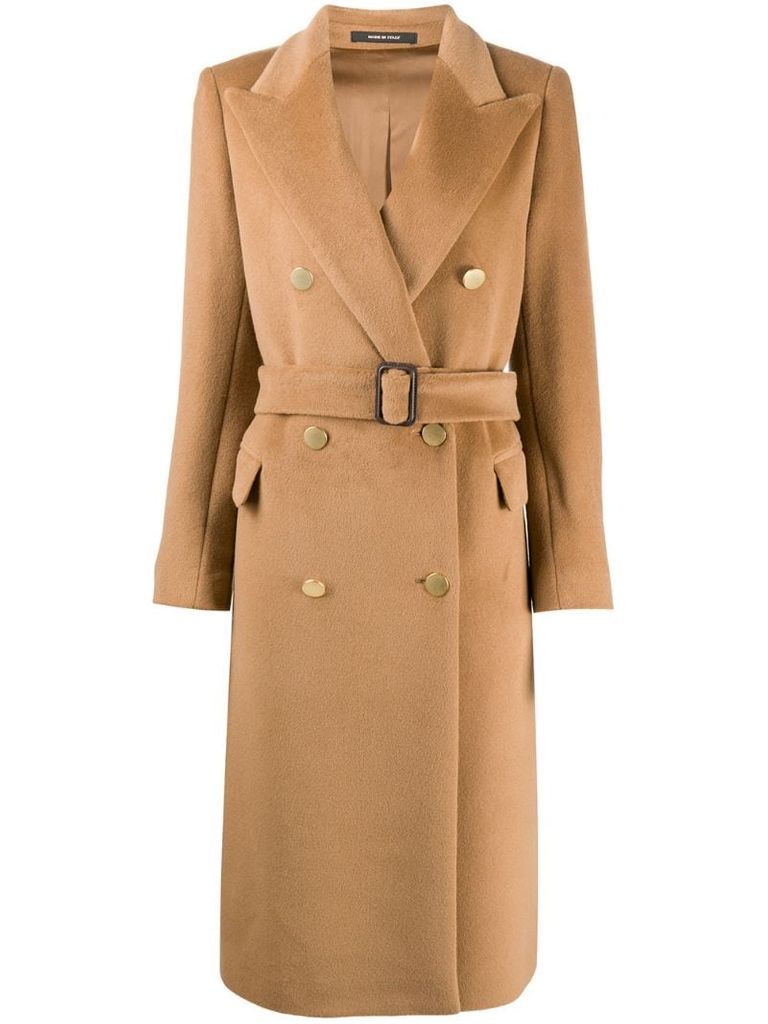 belted double breasted coat