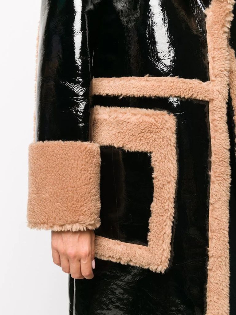 faux shearling-trimmed coat