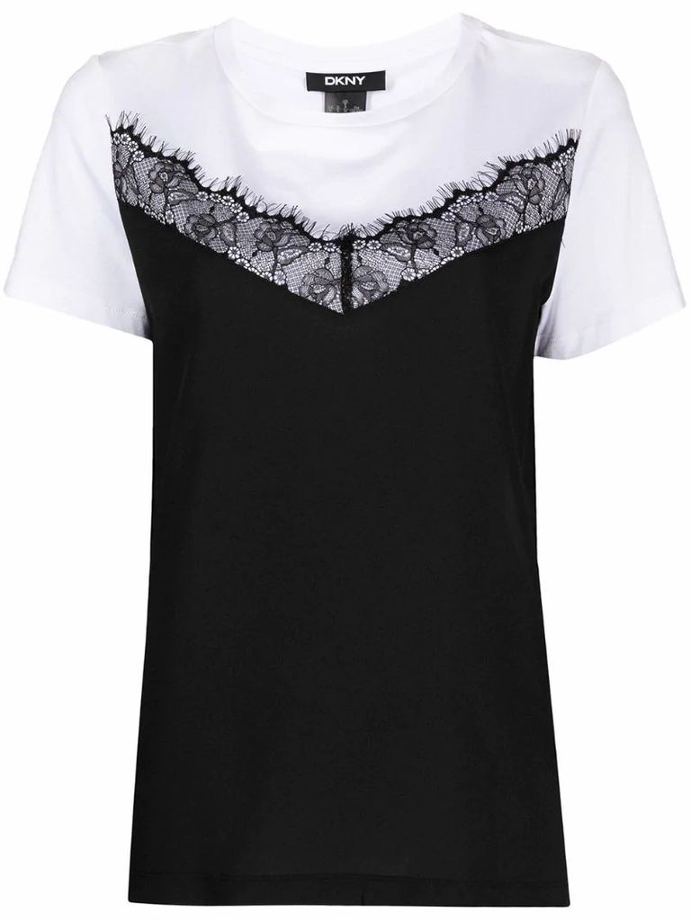 lace-trim panelled top