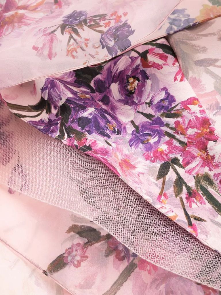 sequin-embellished floral-print gown