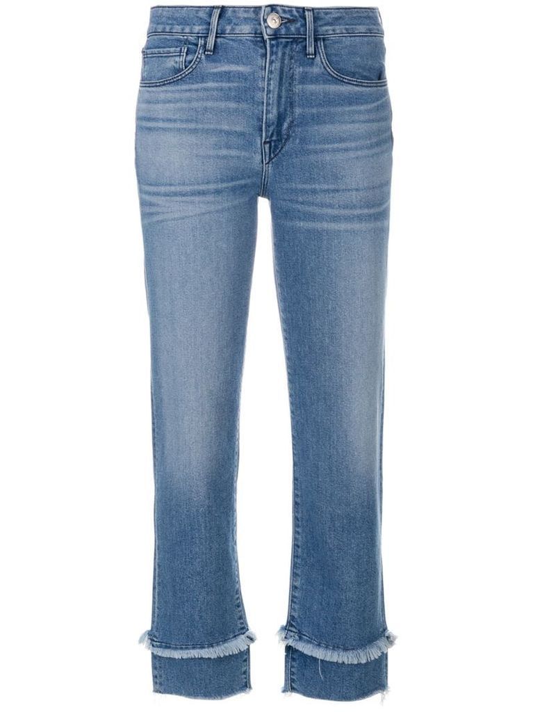 cropped frayed detail jeans