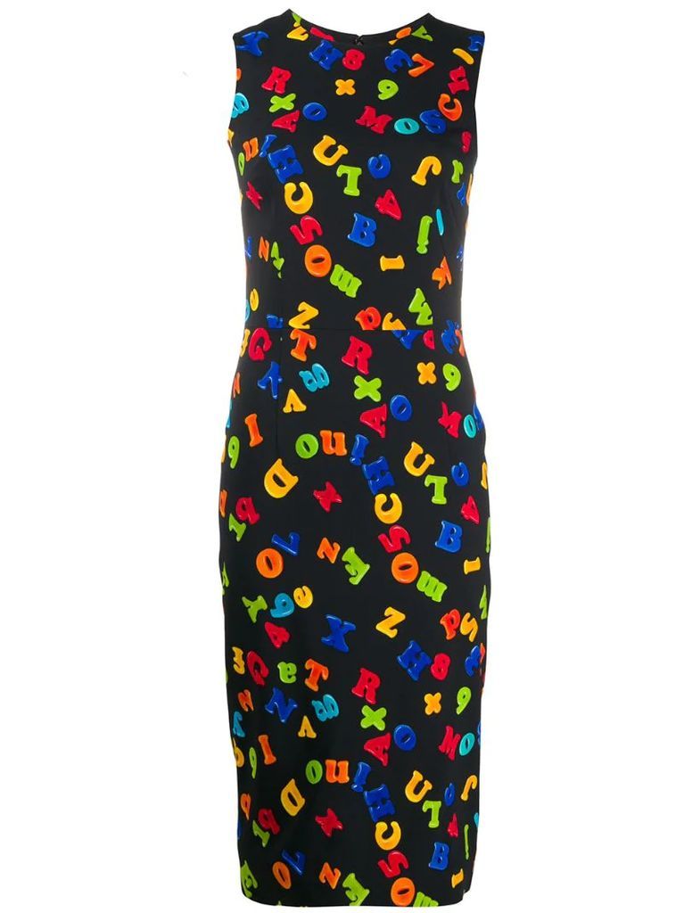 fitted letters print dress