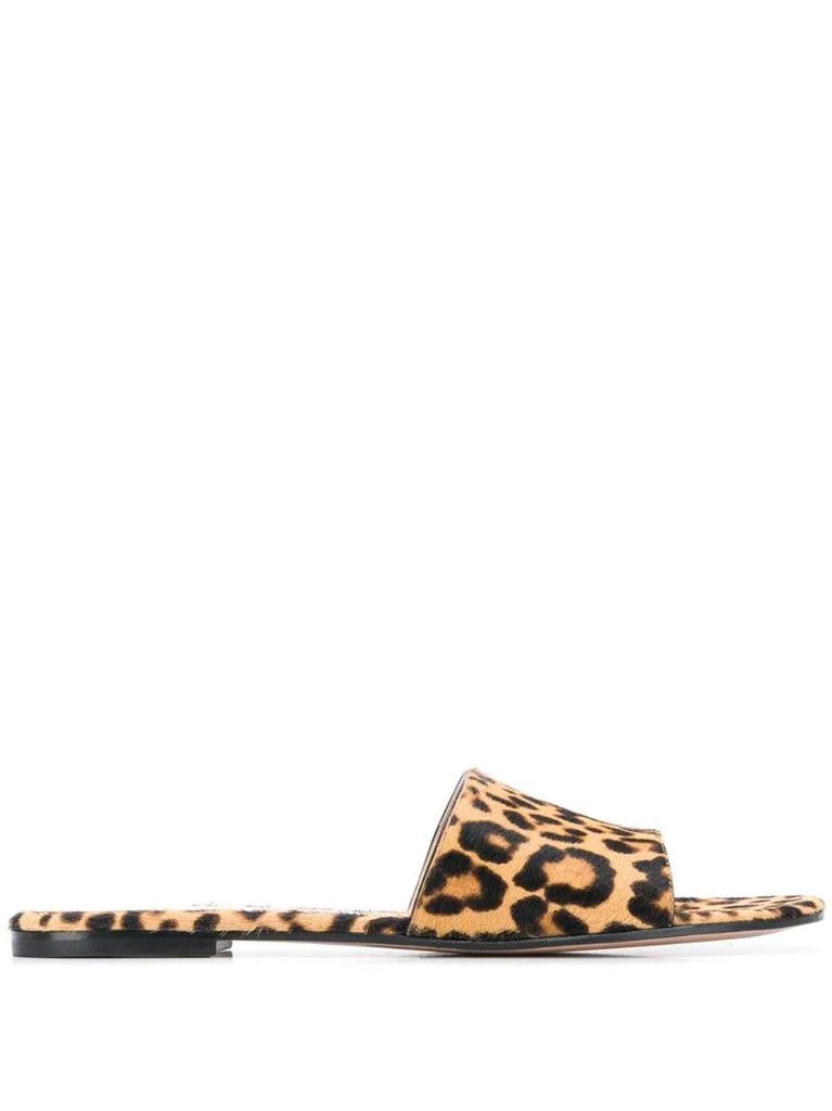 leopard print slip-on sandals