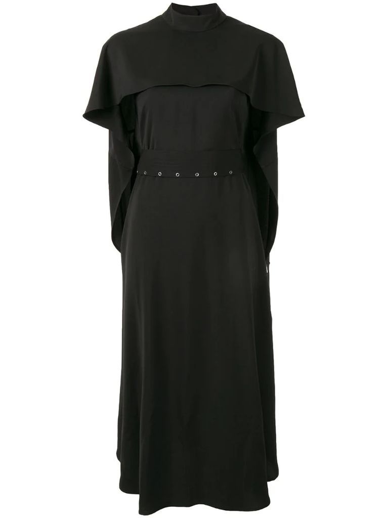 belted cape dress