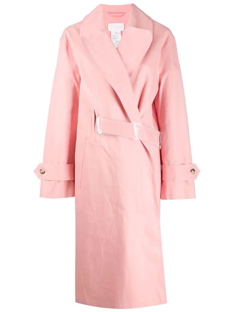 MAISON MARGIELA Pink Bonded Cotton Single Breasted Trench Coat