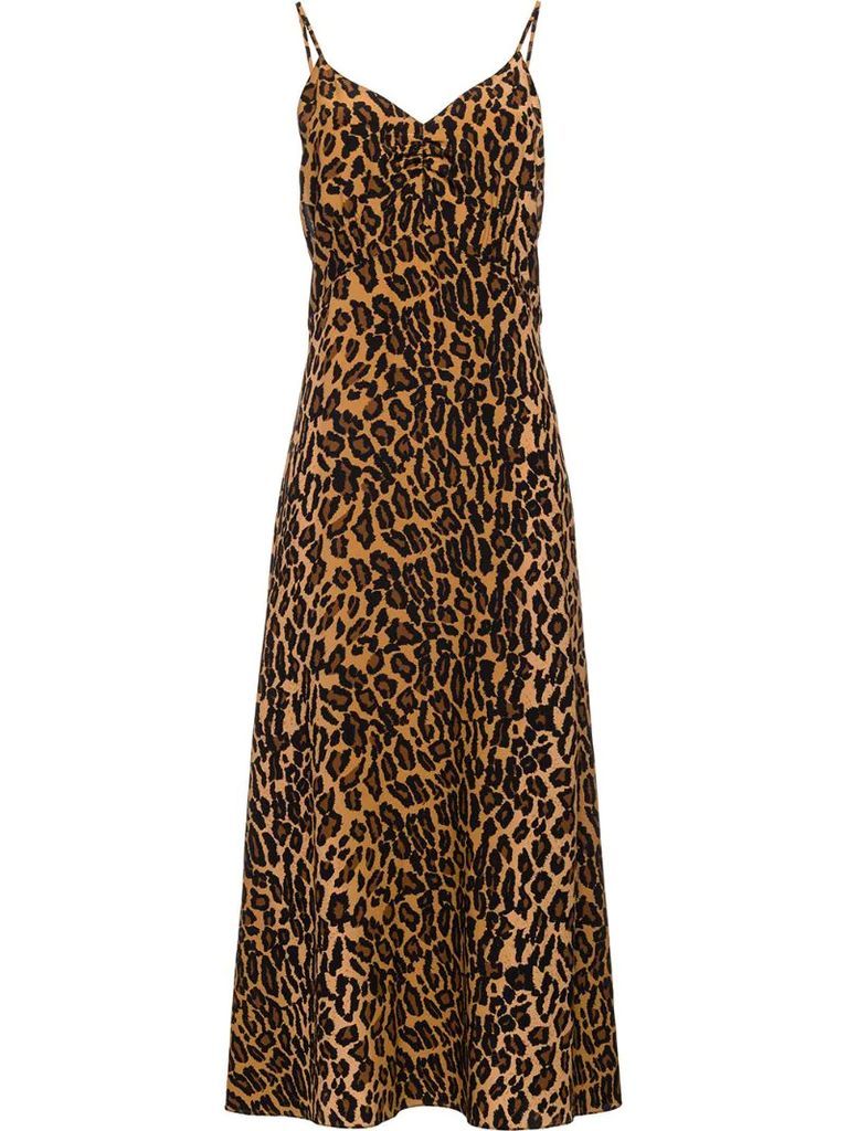 leopard print plunge back dress