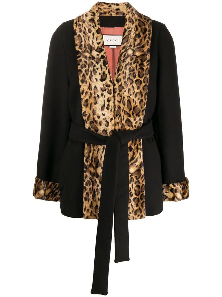 leopard panels coat