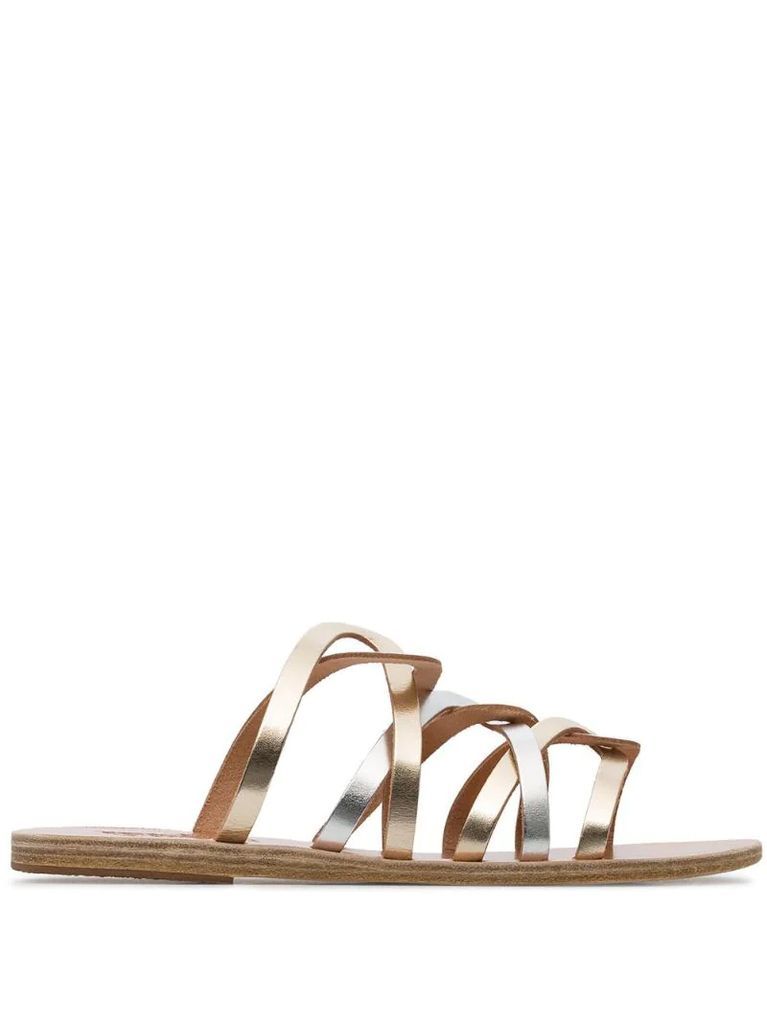 metallic gold and silver donousa leather sandals