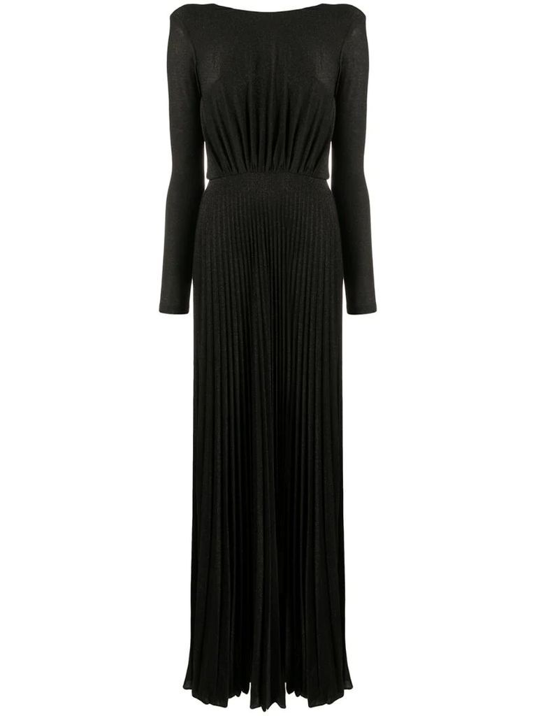pleated open-back gown
