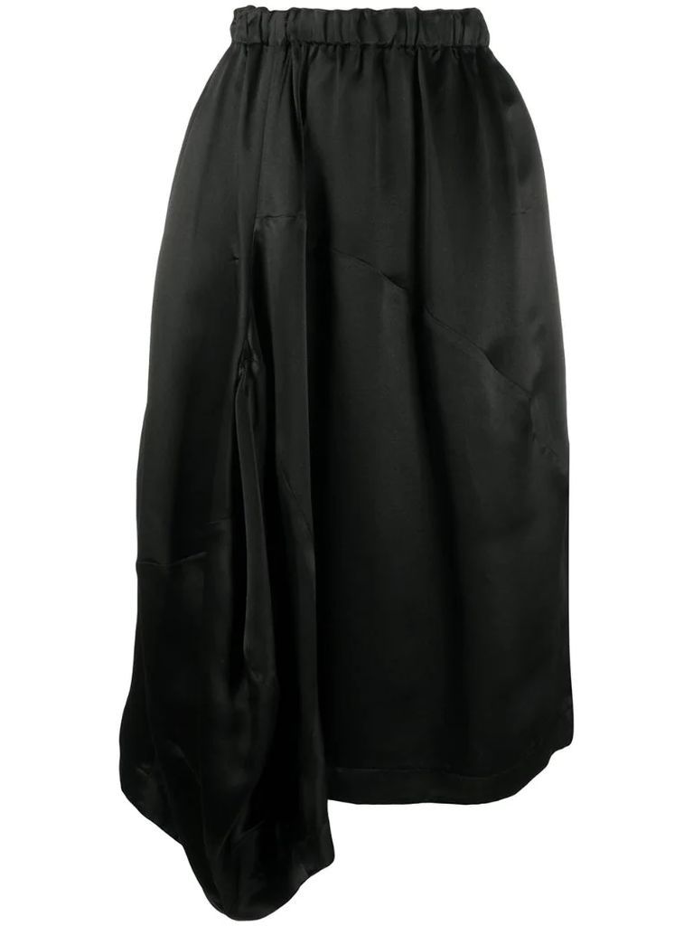 asymmetric draped midi skirt
