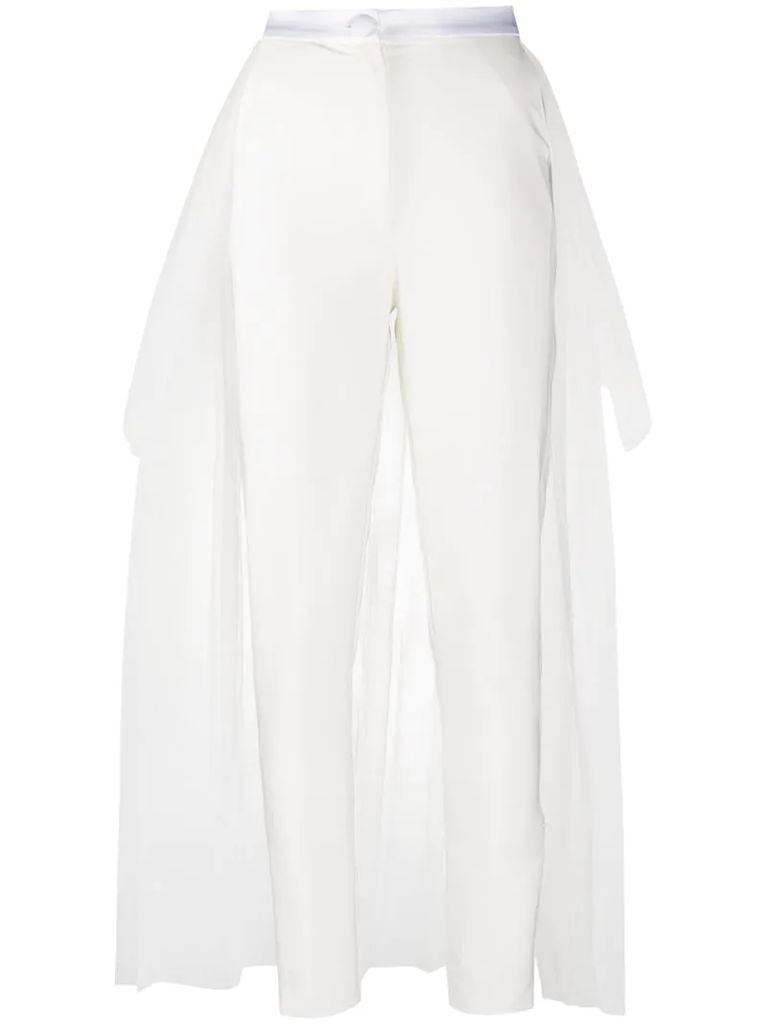 tulle overlay fitted trousers