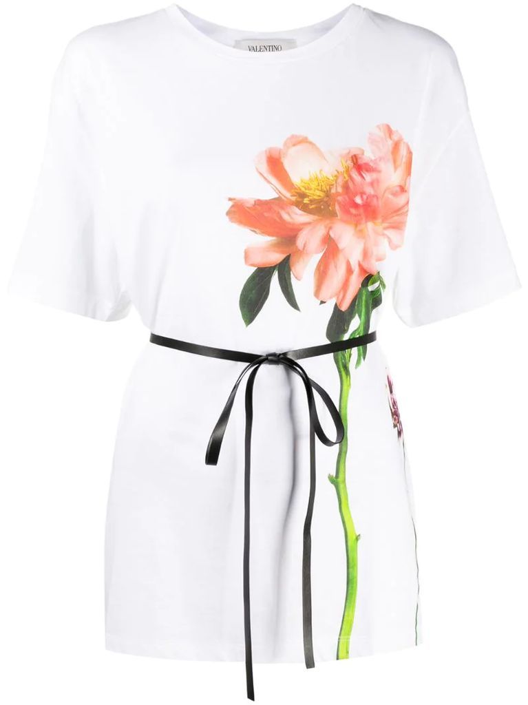 flower print cotton T-shirt