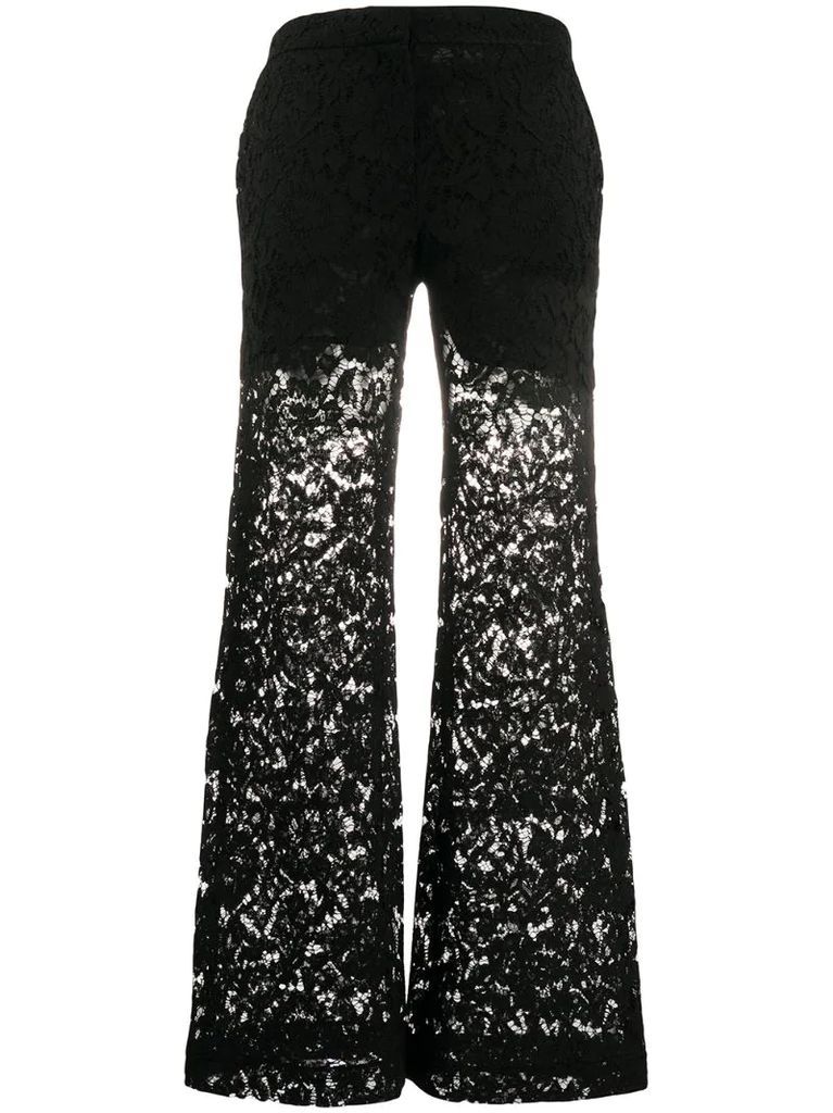 wide-leg lace trousers