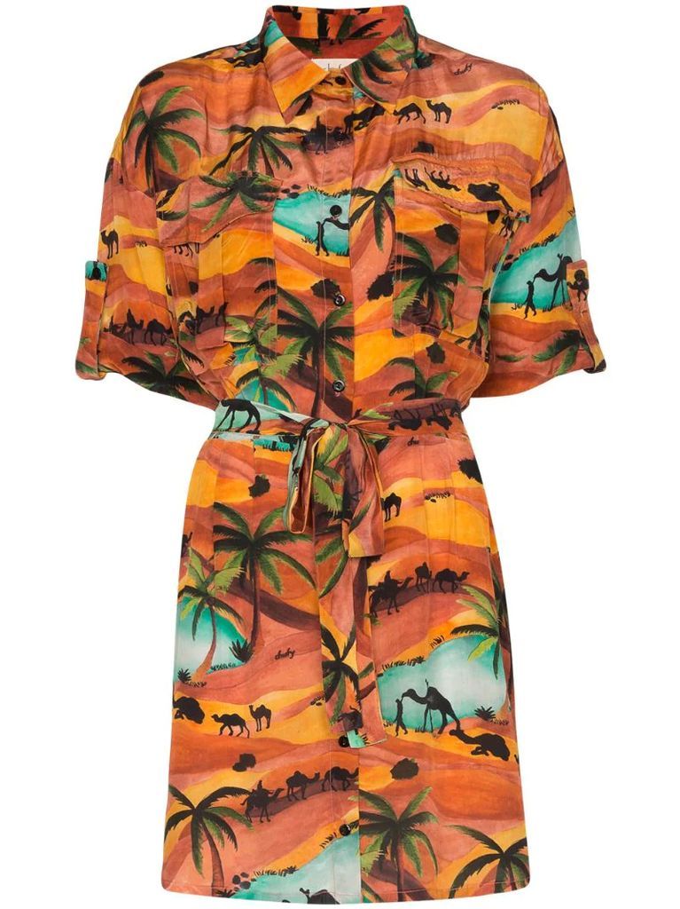 safari-print shirt-dress