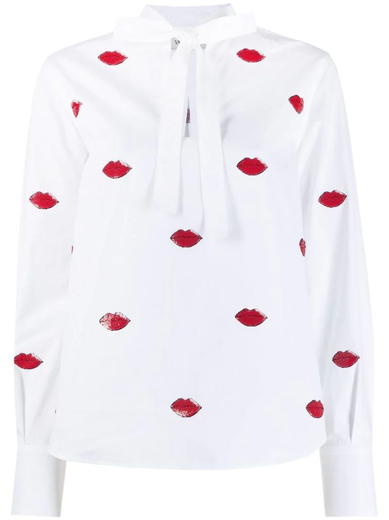 Le Rouge embroidery bow shirt