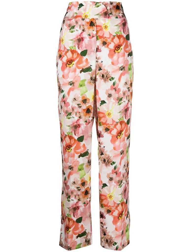 floral print flared trousers