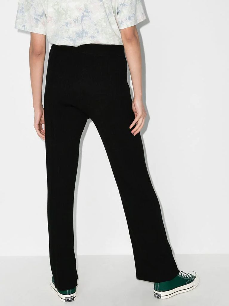 ribbed straight-leg trousers