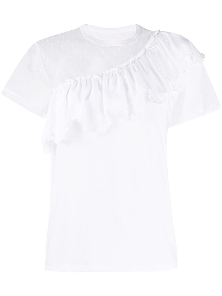 ruffled panelled T-shirt