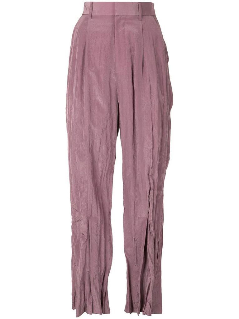 crinkled high-waisted trousers