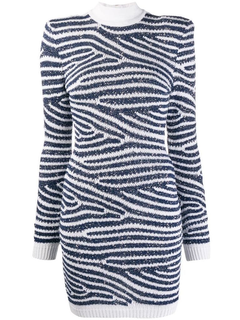 sequin-embellished striped mini dress