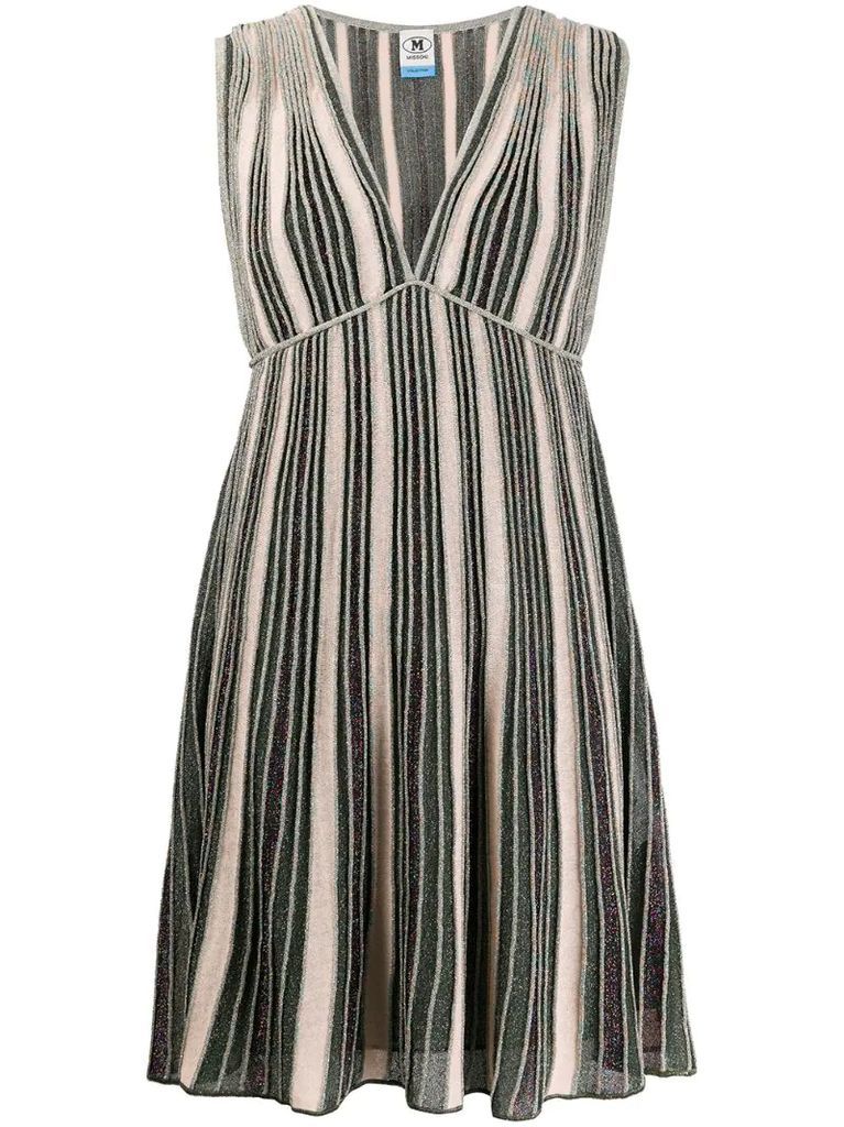 metallic-striped mini dress