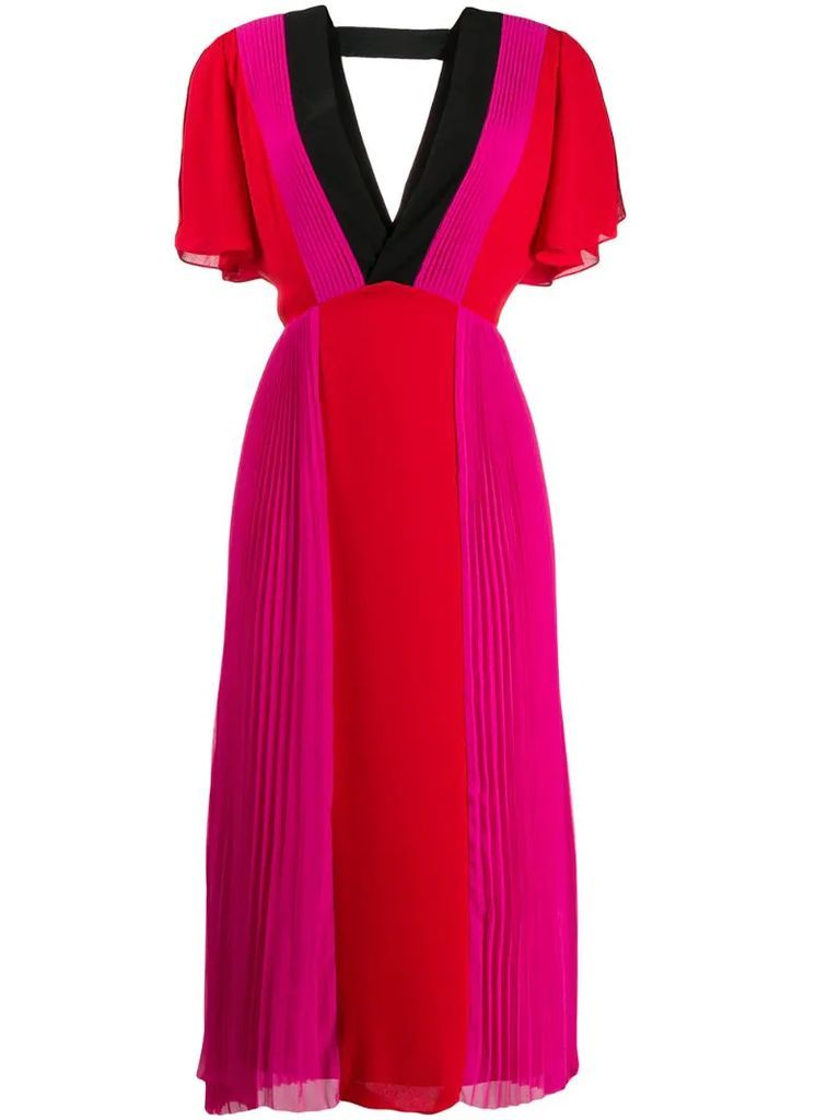 pleated colour-block dress