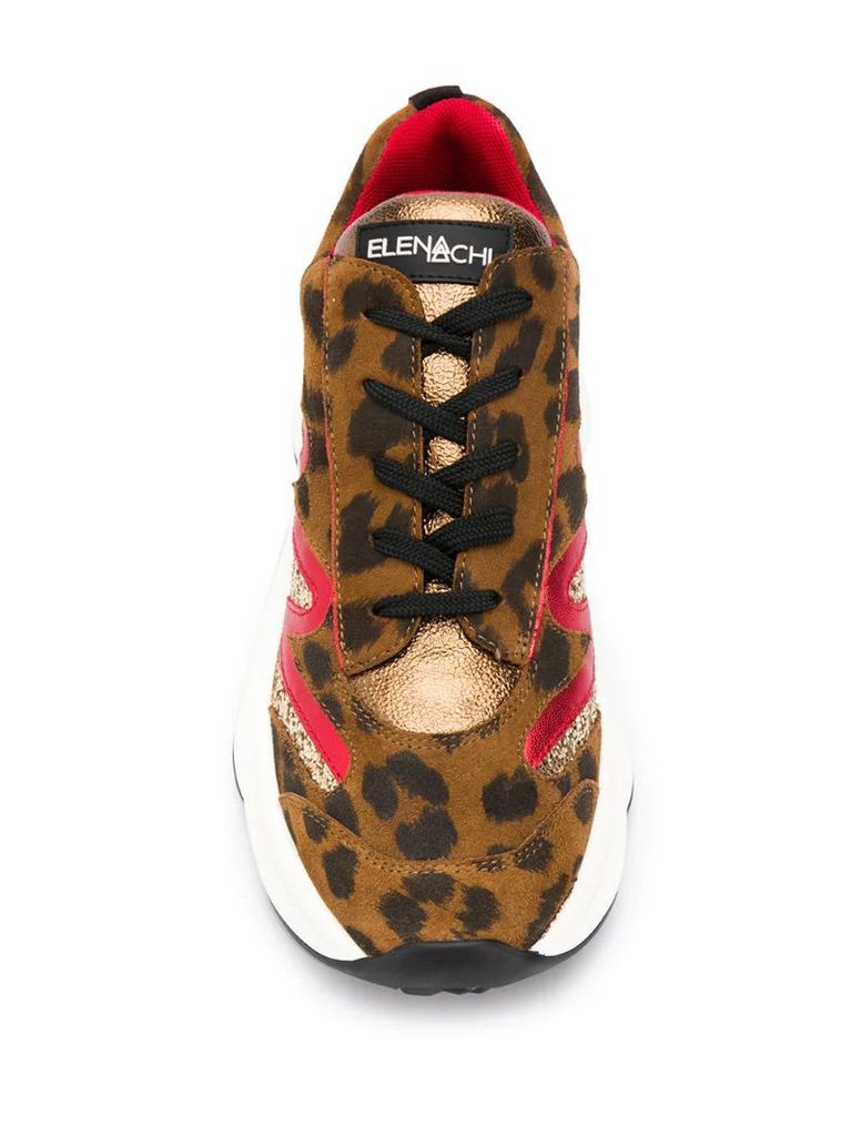 E2214 leopard print sneakers