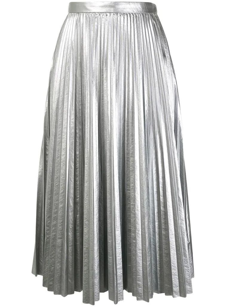 pleated metallic skirt