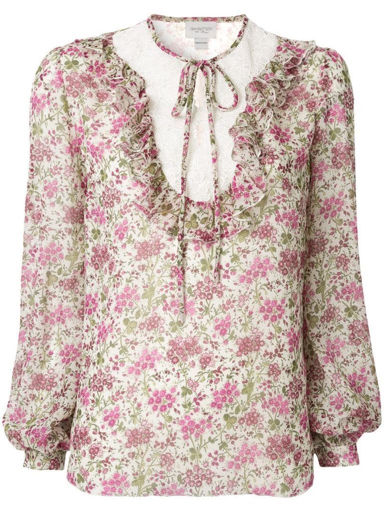 floral ruffle blouse