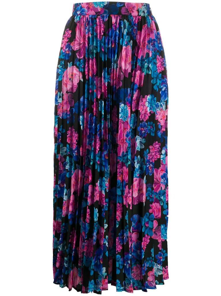 Becky floral-print pleated skirt