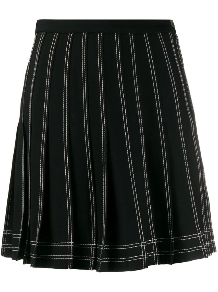 contrast stitch pleated skirt