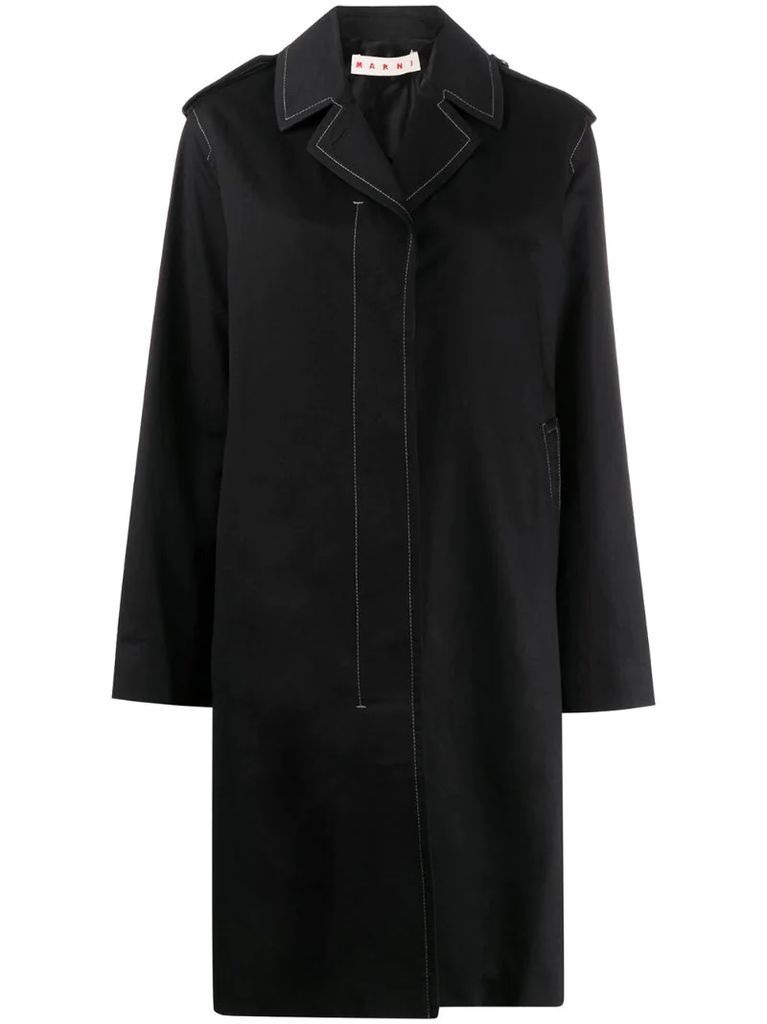 contrast-stitch trench coat