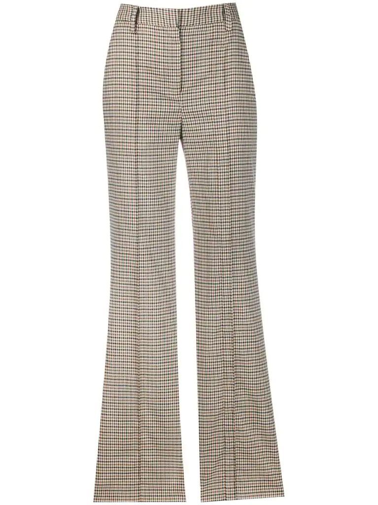 high-waist checked trousers