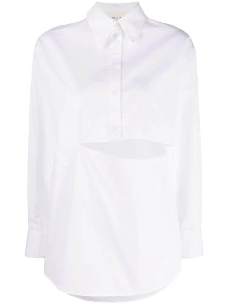 slit-embellished poplin shirt