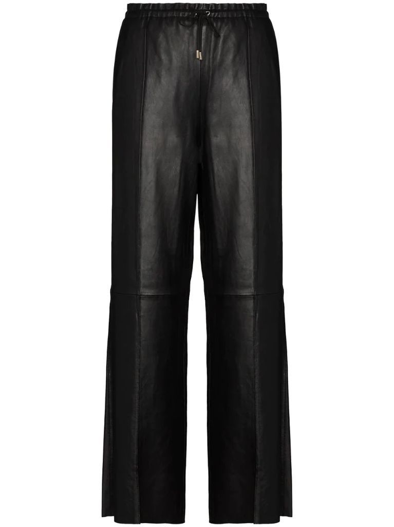 Lucia leather wide-leg trousers
