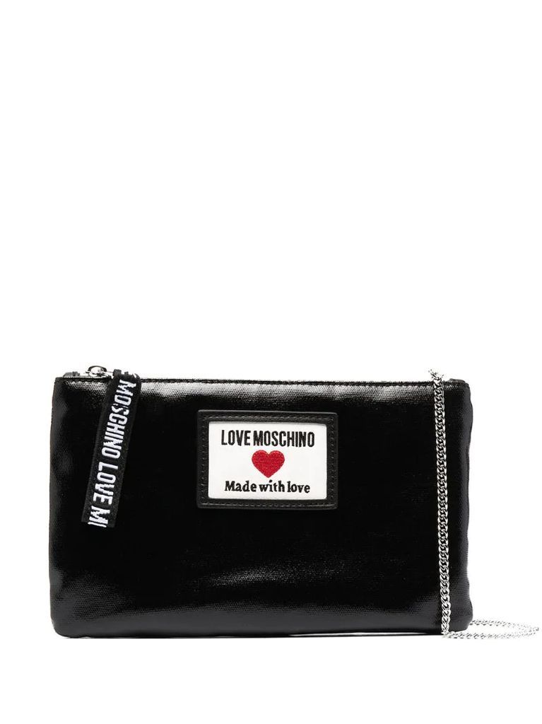 faux-leather logo-patch crossbody bag