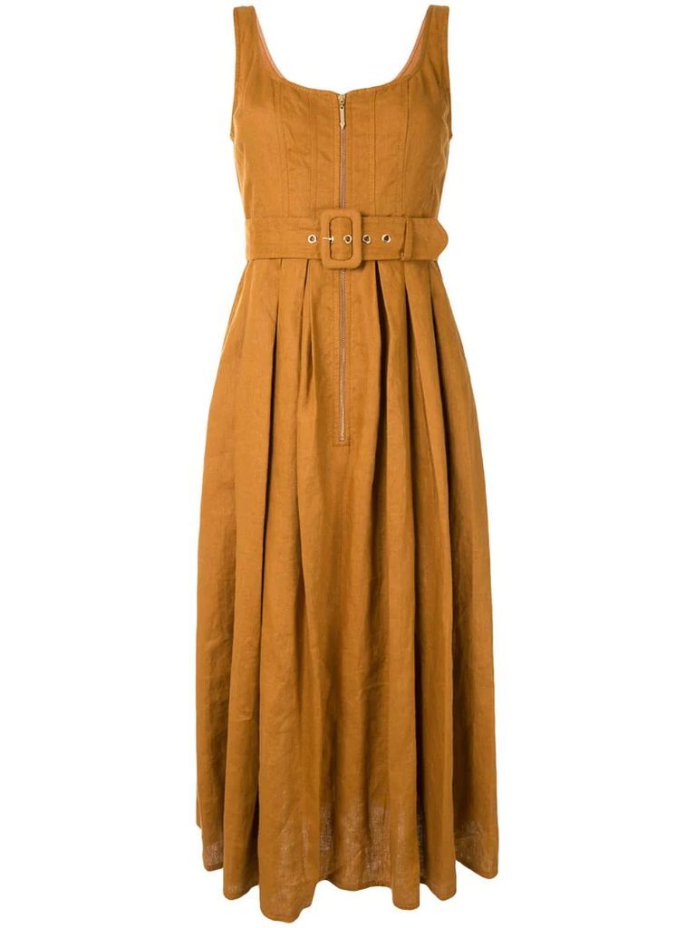 Poppy belted linen dress