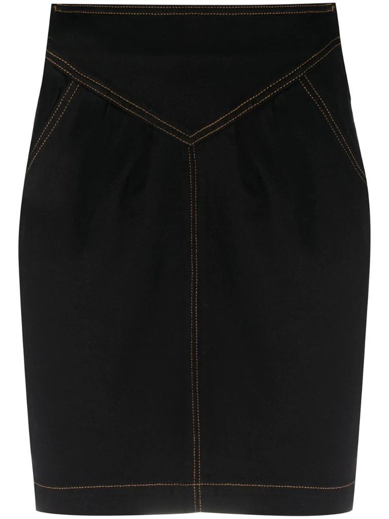 Lane contrast-stitch skirt