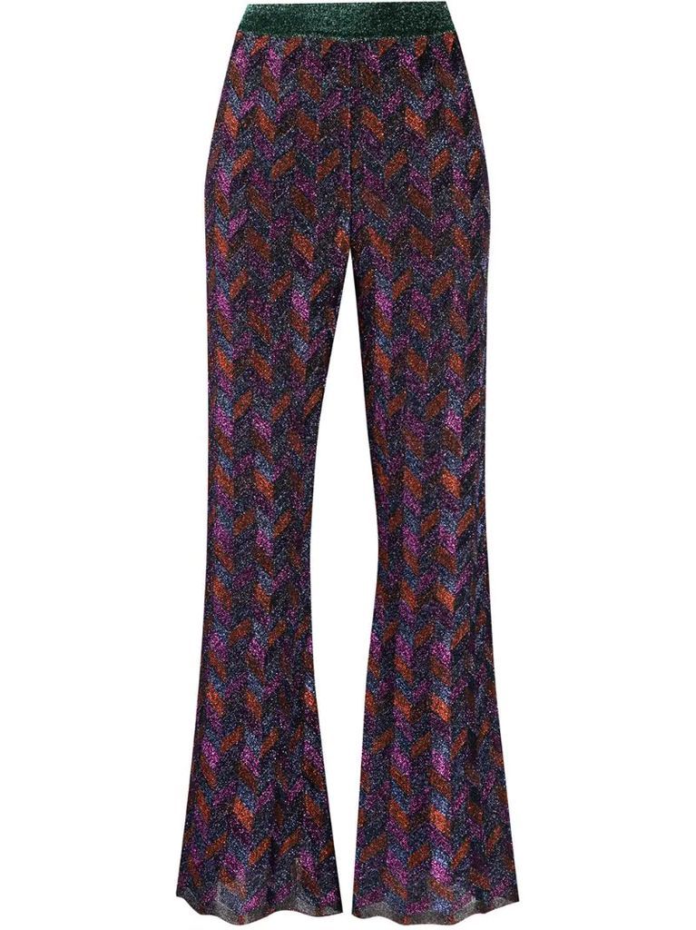 zig-zag flared knit trousers