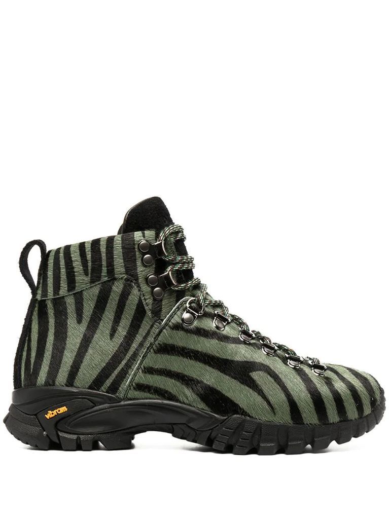 zebra-print hiker boots
