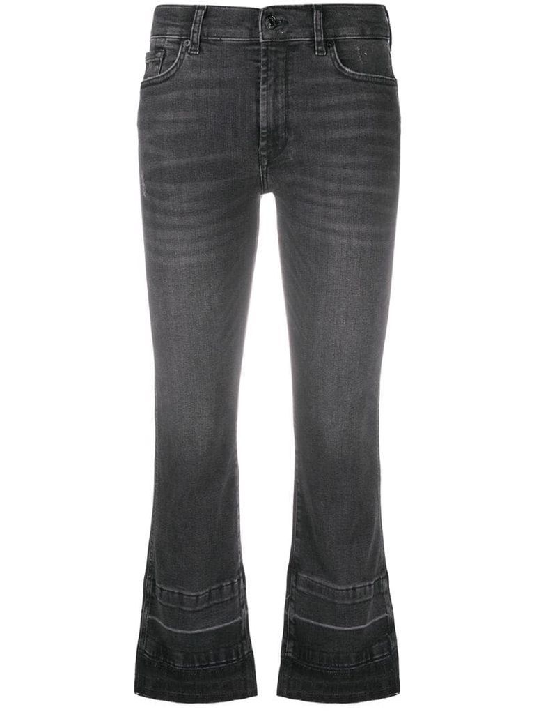 Illusion cropped bootcut jeans