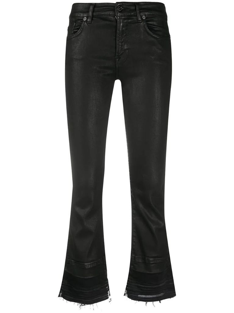 Illusion cropped flared jeans