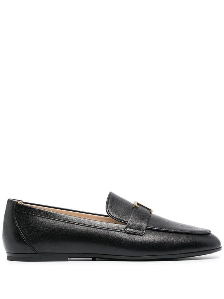 T-logo leather loafers
