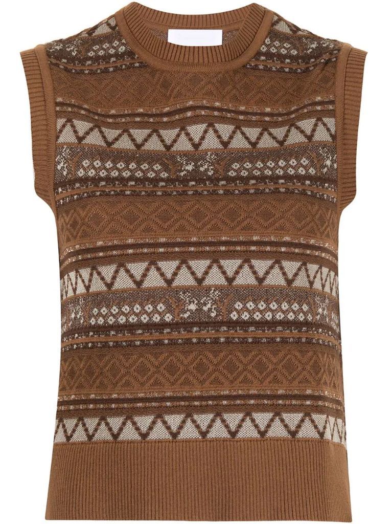 geometric print knit vest