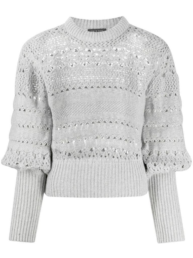 open-knit wide-sleeves jumper