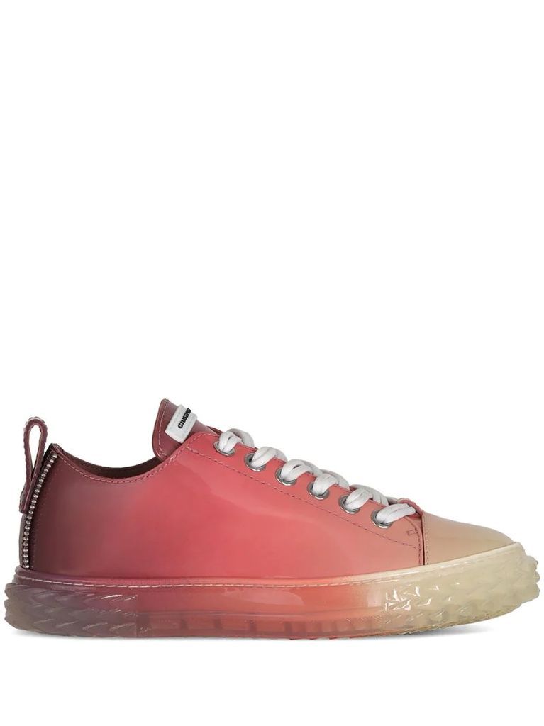 gradient-effect patent-leather sneakers