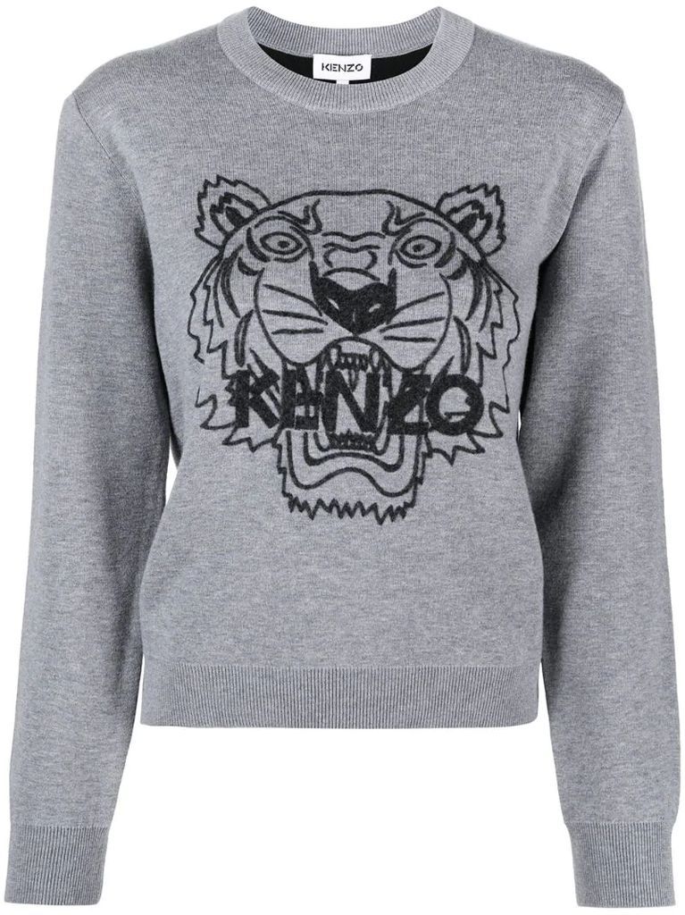 Tiger embroidered knitted sweatshirt