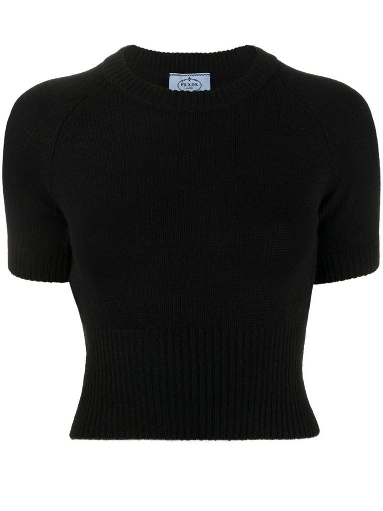 cropped knitted T-shirt