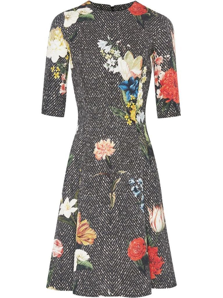 chevron floral pattern dress