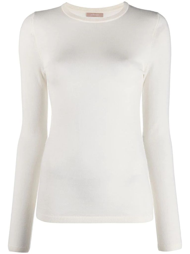 round neck long-sleeved knitted top
